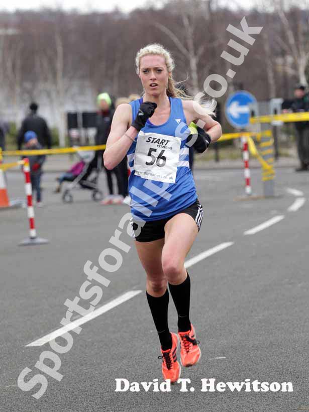 Ashley Gibson (Morpeth) in second place after leg one of the senior womens Elswick Road Relays.